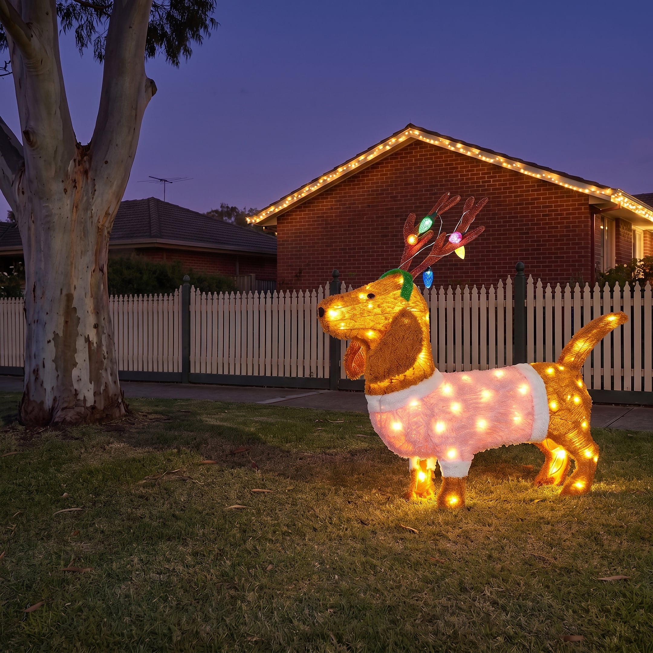 Christabelle 73cm Dachshund Dog Christmas Light Up Display Pine Cone Lights Outdoor Indoor Xmas Yard Lawn Statue