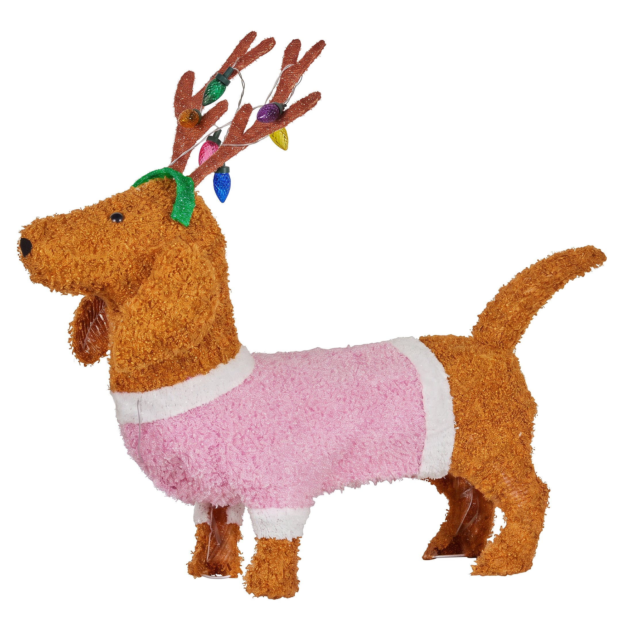 Christabelle 73cm Dachshund Dog Christmas Light Up Display Pine Cone Lights Outdoor Indoor Xmas Yard Lawn Statue