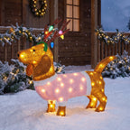 Christabelle 73cm Dachshund Dog Christmas Light Up Display Pine Cone Lights Outdoor Indoor Xmas Yard Lawn Statue