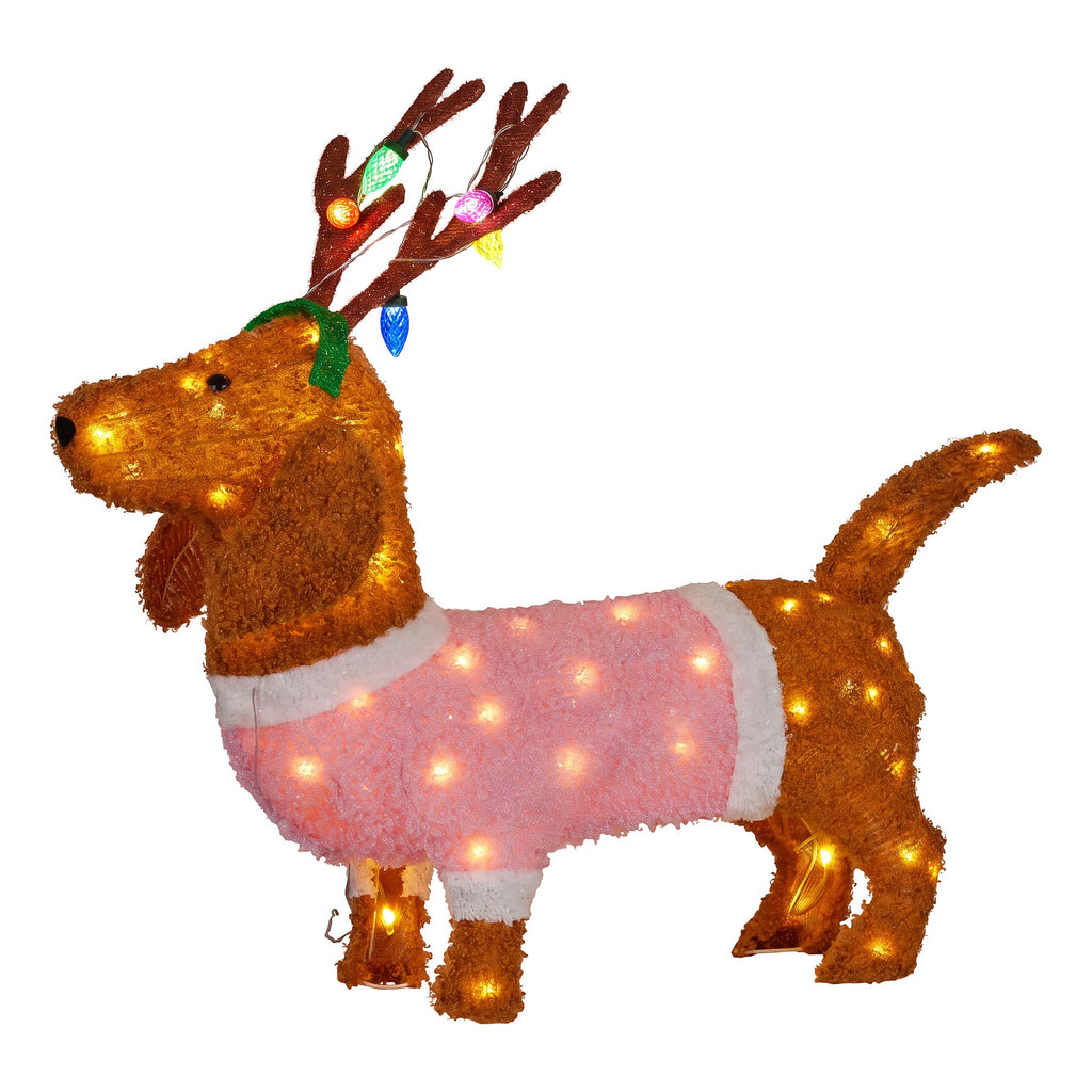Christabelle 73cm Dachshund Dog Christmas Light Up Display Pine Cone Lights Outdoor Indoor Xmas Yard Lawn Statue