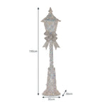 Christabelle 1.5m Lamp Post Christmas Light Up Display Silver Bows Warm White LED Outdoor Indoor Xmas Yard Lawn Statue