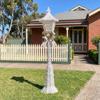 Christabelle 1.5m Lamp Post Christmas Light Up Display Silver Bows Warm White LED Outdoor Indoor Xmas Yard Lawn Statue
