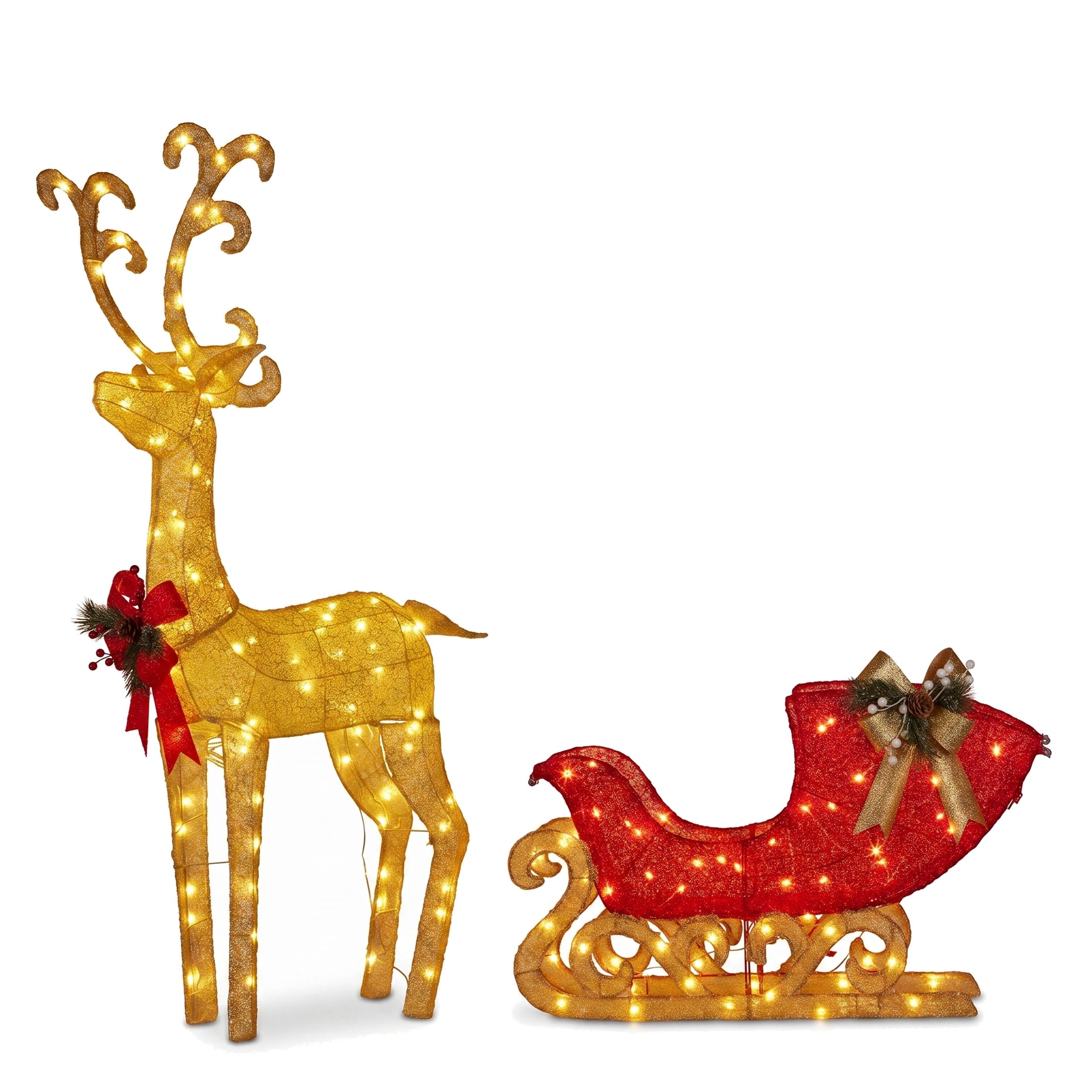 Christabelle 1.62m Reindeer Sleigh Christmas Light Up Display Warm White LED Outdoor Indoor Xmas Yard Lawn Statue