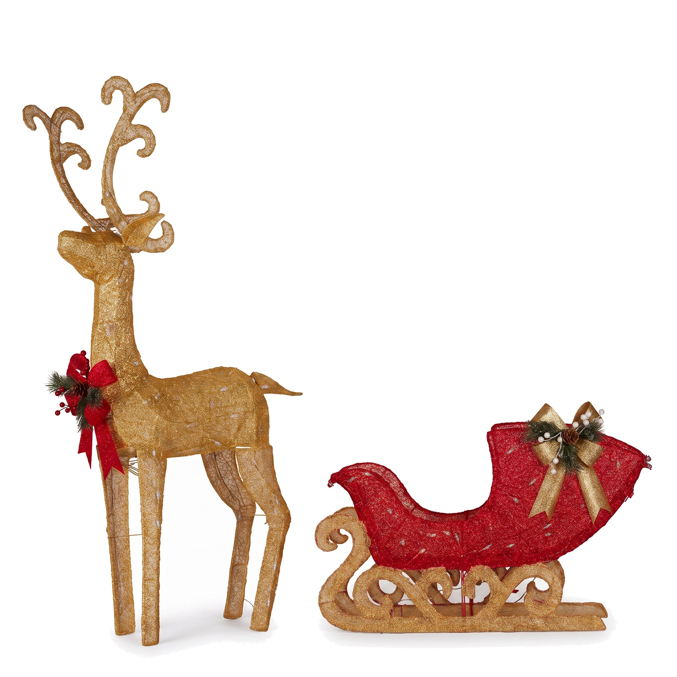 Christabelle 1.62m Reindeer Sleigh Christmas Light Up Display Warm White LED Outdoor Indoor Xmas Yard Lawn Statue