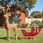 Christabelle 1.62m Reindeer Sleigh Christmas Light Up Display Warm White LED Outdoor Indoor Xmas Yard Lawn Statue