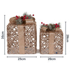 Christabelle 2 Pale Champagne Christmas Gift Boxes Light Up Display 35cm 28cm Indoor Xmas Festive Decoration