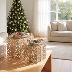 Christabelle 2 Pale Champagne Christmas Gift Boxes Light Up Display 35cm 28cm Indoor Xmas Festive Decoration