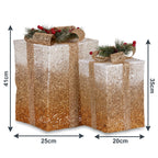 Christabelle 2 Gold White Christmas Gift Boxes Light Up Display 41cm 35cm Indoor Xmas Festive Decoration