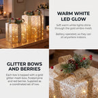 Christabelle 2 Gold White Christmas Gift Boxes Light Up Display 41cm 35cm Indoor Xmas Festive Decoration