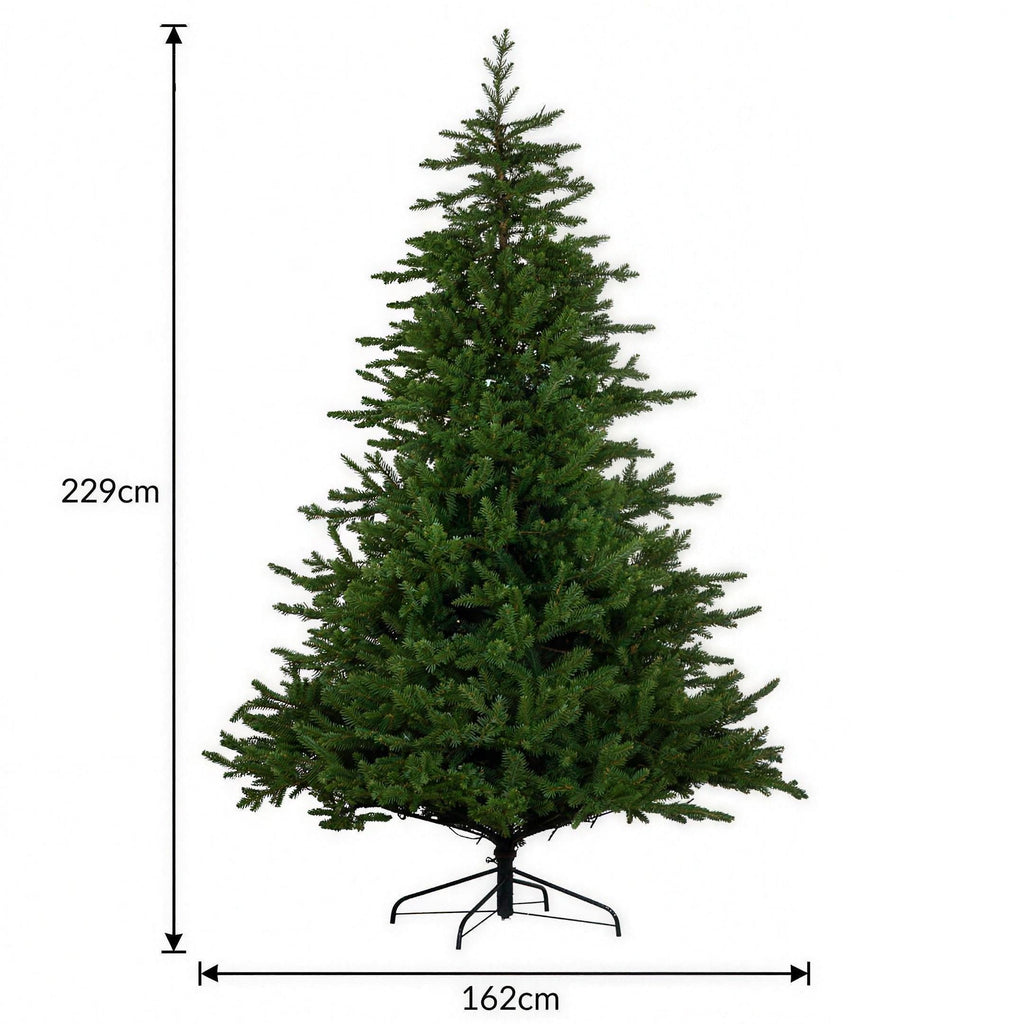 Christabelle 2.3m 7.5ft Bellewood Fir Christmas Tree Pre Lit Multi Function LED Foot Pedal Power Connect Hinged