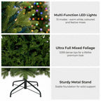 Christabelle 2.3m 7.5ft Bellewood Fir Christmas Tree Pre Lit Multi Function LED Foot Pedal Power Connect Hinged