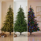 Christabelle 2.3m 7.5ft Bellewood Fir Christmas Tree Pre Lit Multi Function LED Foot Pedal Power Connect Hinged