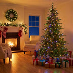 Christabelle 2.3m 7.5ft Bellewood Fir Christmas Tree Pre Lit Multi Function LED Foot Pedal Power Connect Hinged