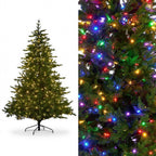 Christabelle 2.3m 7.5ft Bellewood Fir Christmas Tree Pre Lit Multi Function LED Foot Pedal Power Connect Hinged