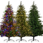 Christabelle 2.3m 7.5ft Bellewood Fir Christmas Tree Pre Lit Multi Function LED Foot Pedal Power Connect Hinged