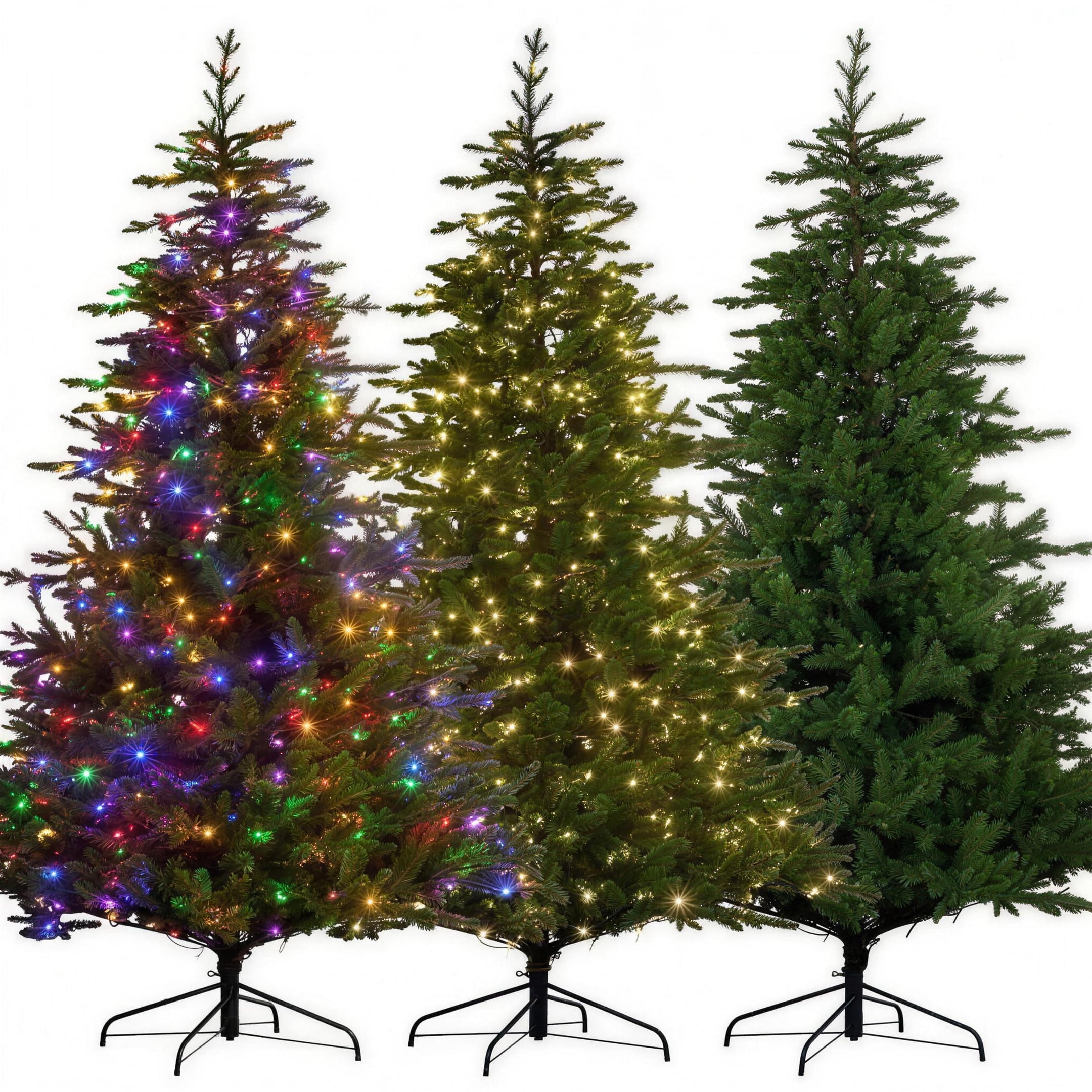 Christabelle 2.3m 7.5ft Bellewood Fir Christmas Tree Pre Lit Multi Function LED Foot Pedal Power Connect Hinged