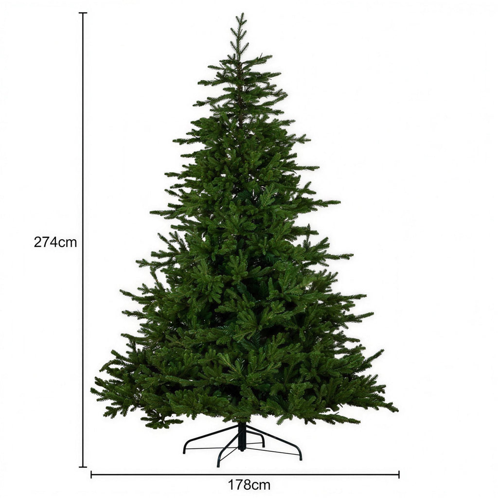 Christabelle 2.7m 9ft Bellewood Fir Christmas Tree Pre Lit Multi Function LED Foot Pedal Power Connect Hinged