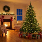 Christabelle 2.7m 9ft Bellewood Fir Christmas Tree Pre Lit Multi Function LED Foot Pedal Power Connect Hinged