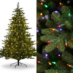 Christabelle 2.7m 9ft Bellewood Fir Christmas Tree Pre Lit Multi Function LED Foot Pedal Power Connect Hinged