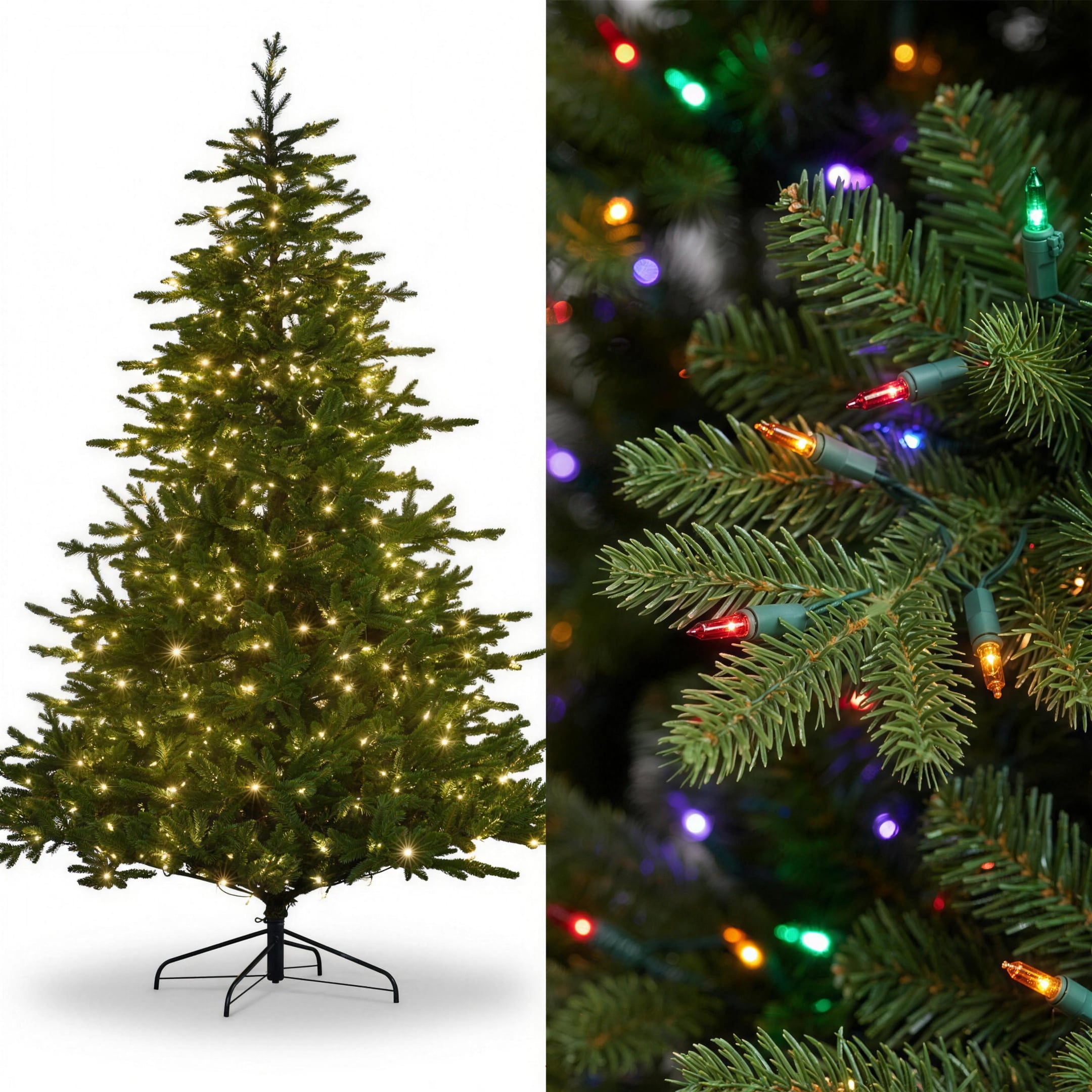 Christabelle 2.7m 9ft Bellewood Fir Christmas Tree Pre Lit Multi Function LED Foot Pedal Power Connect Hinged