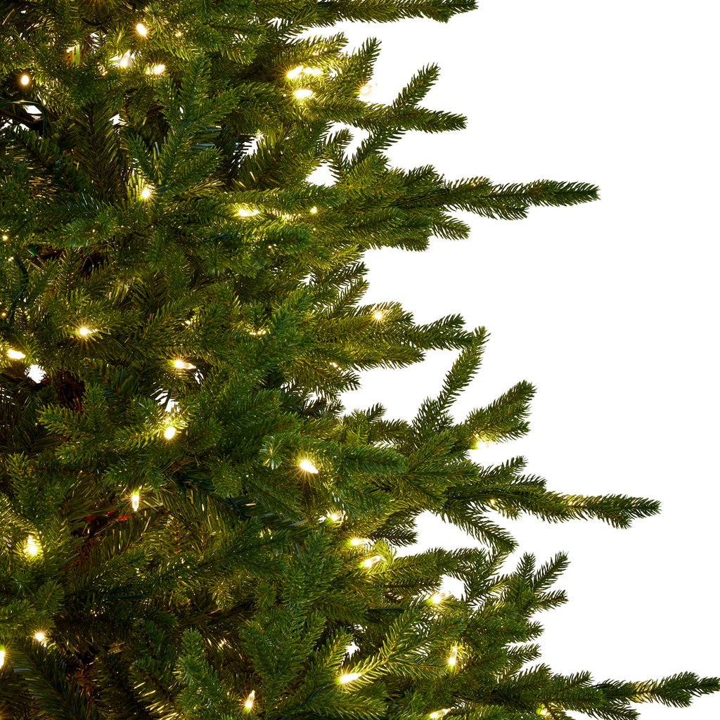 Christabelle 2.7m 9ft Bellewood Fir Christmas Tree Pre Lit Multi Function LED Foot Pedal Power Connect Hinged