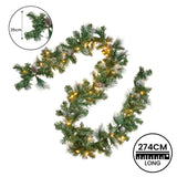 Christabelle 2.7m Christmas Garland Bayville Pine Cones with LED Lights Tree Decoration Ornament
