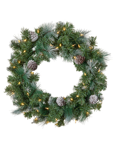 Christabelle 61cm Christmas Wreath Bayville Pine with LED Lights Front Door Decoration Ornament