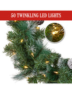 Christabelle 61cm Christmas Wreath Bayville Pine with LED Lights Front Door Decoration Ornament