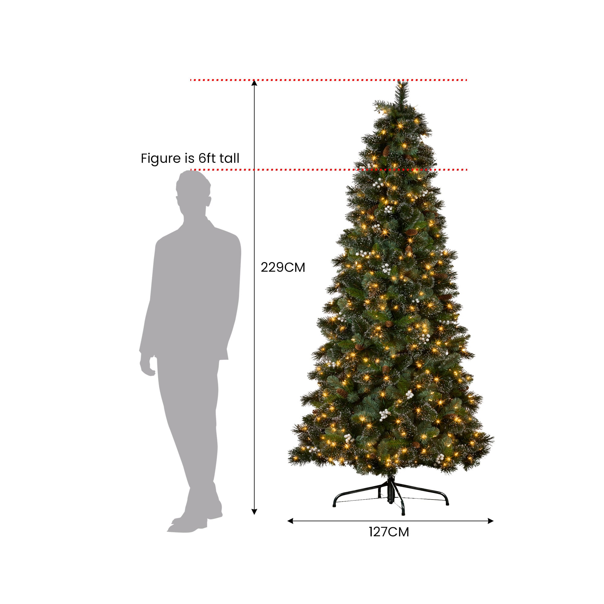 2.3M Christmas Tree with Twinkle Lights Bryson Pine