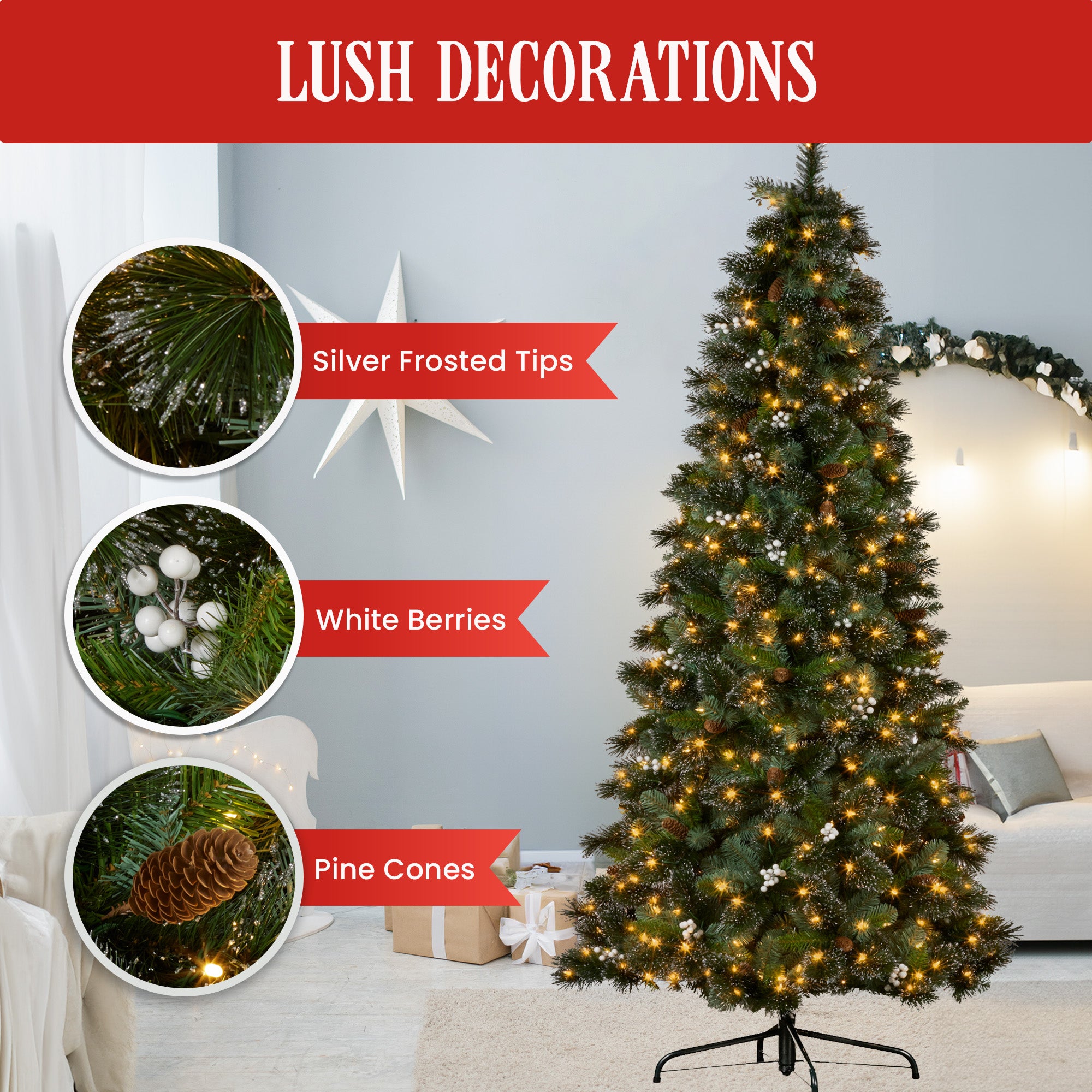 2.3M Christmas Tree with Twinkle Lights Bryson Pine