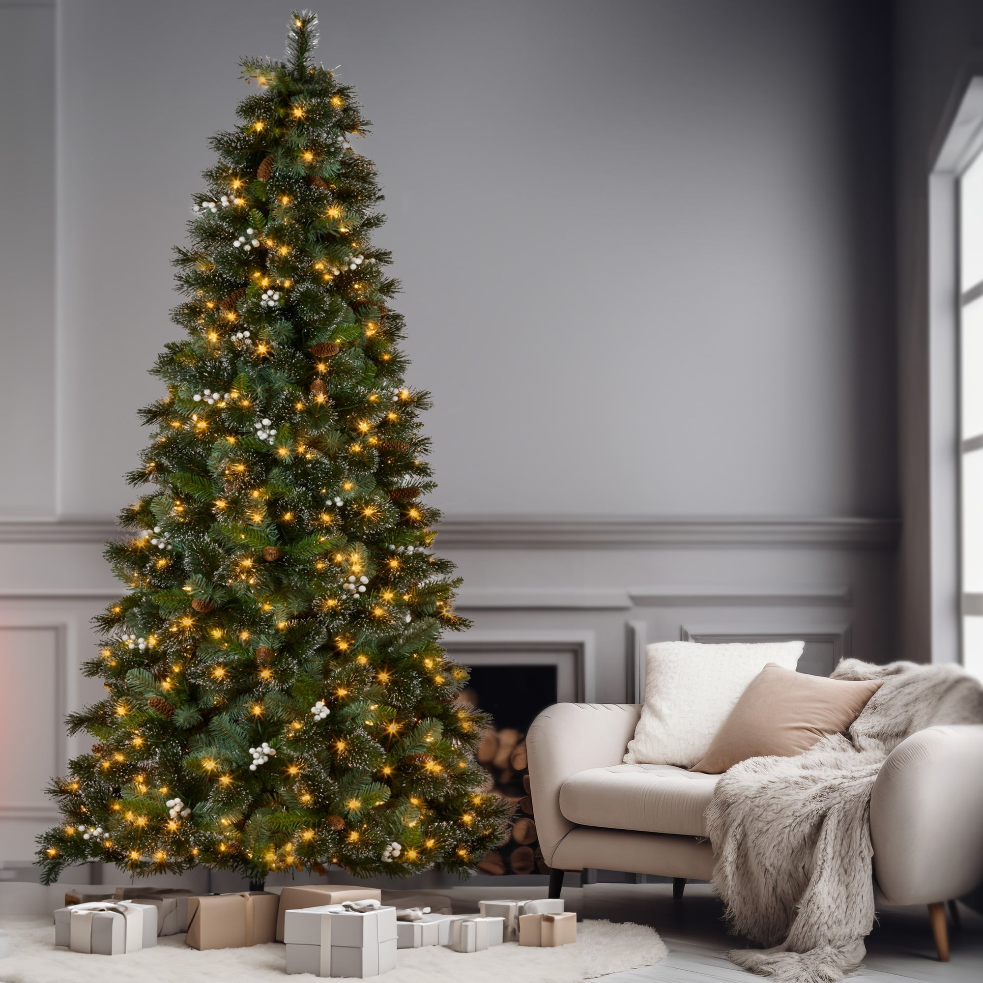 2.3M Christmas Tree with Twinkle Lights Bryson Pine