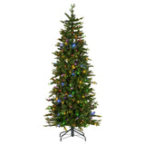 Christabelle 6ft Slim Carrington Fir Christmas Tree Multi Functional White & Coloured LED Lights & Foot Pedal