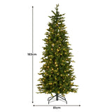 Christabelle 6ft Slim Carrington Fir Christmas Tree Multi Functional White & Coloured LED Lights & Foot Pedal