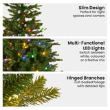 Christabelle 6ft Slim Carrington Fir Christmas Tree Multi Functional White & Coloured LED Lights & Foot Pedal