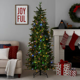 Christabelle 6ft Slim Carrington Fir Christmas Tree Multi Functional White & Coloured LED Lights & Foot Pedal