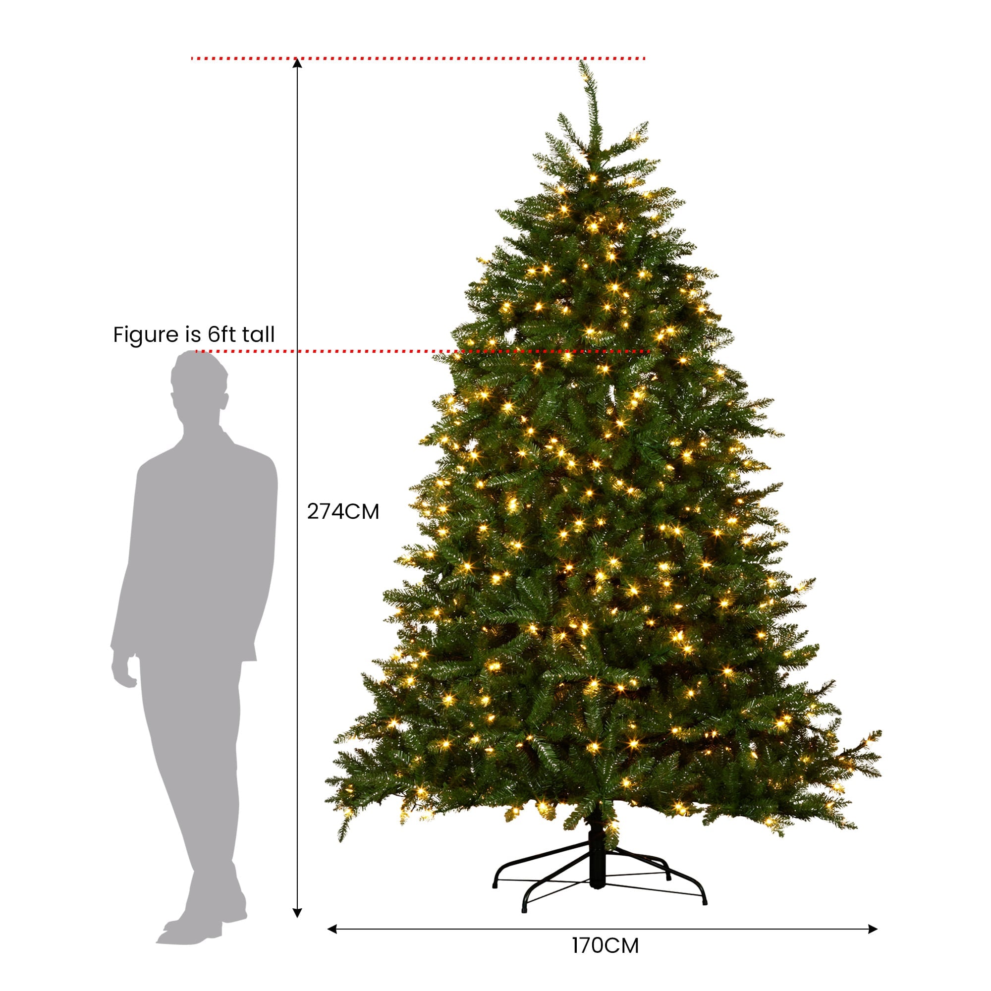 2.7m National Tree Company Dunhill Shimmer Fir Pre-Lit Christmas Tree