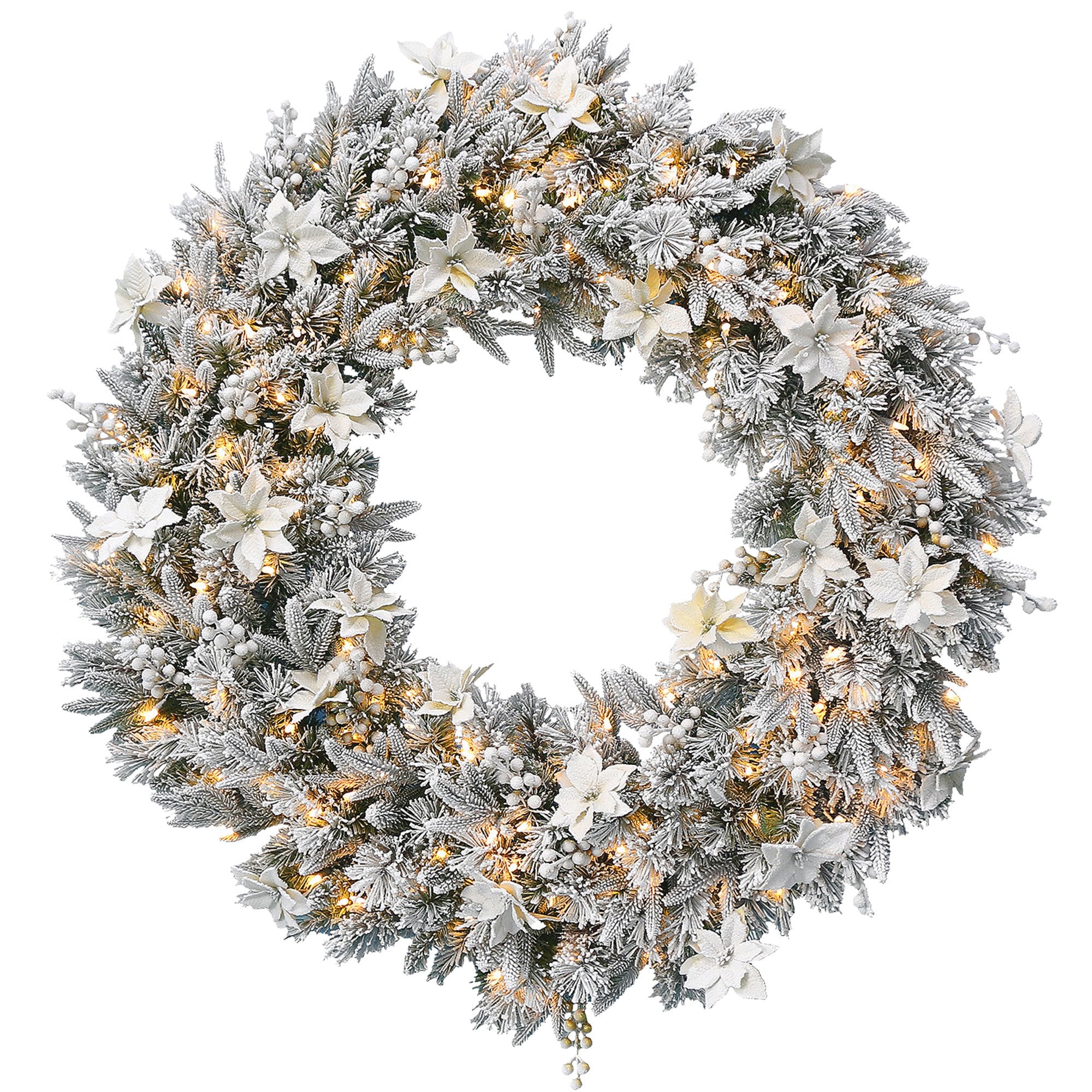 National Tree Company Frosted Colonial Pre-Lit Christmas Wreath - 122cm