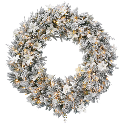 National Tree Company Frosted Colonial Pre-Lit Christmas Wreath - 122cm