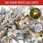 Christabelle 61cm Snow Christmas Wreath Colonial with LED Lights Front Door Decoration Ornament