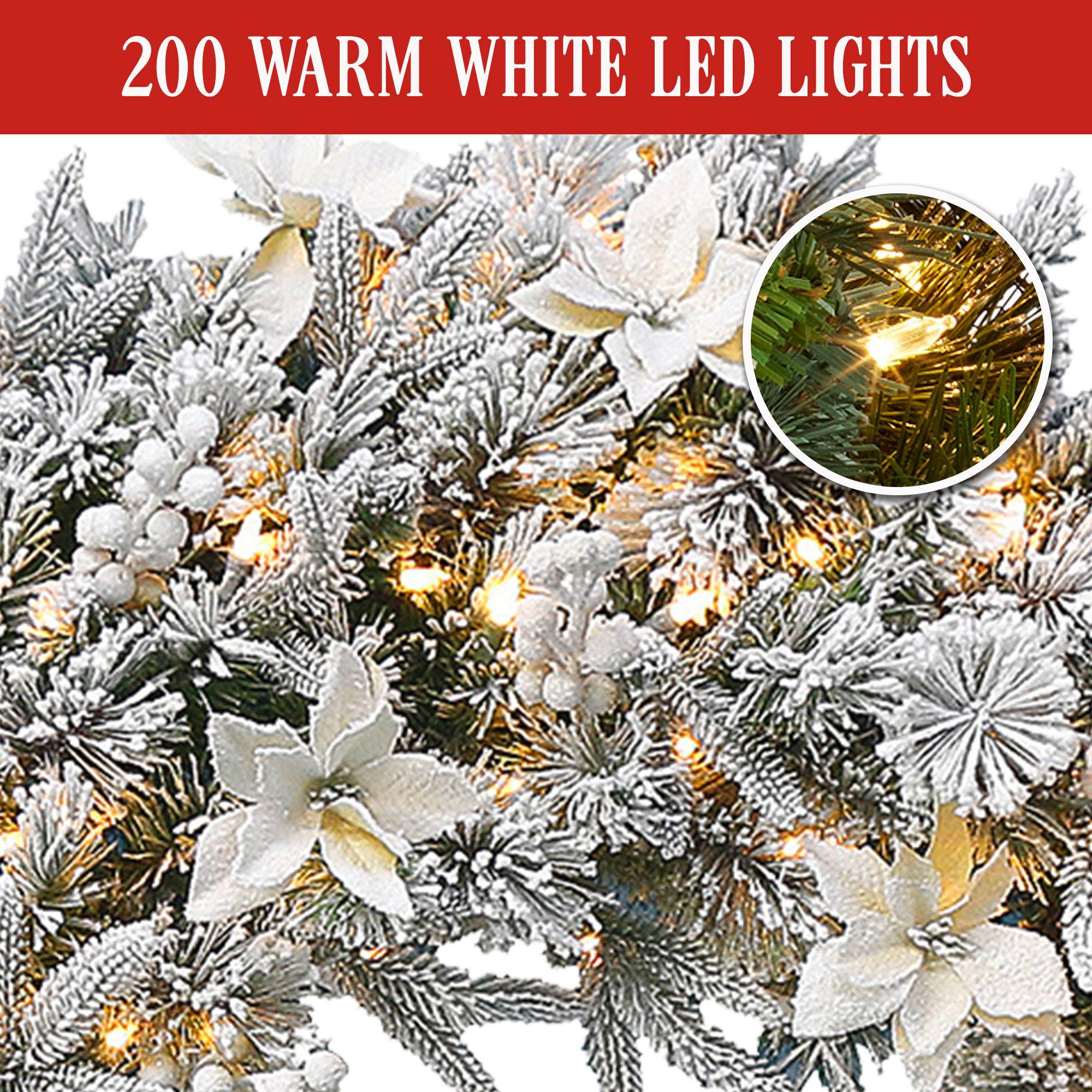 Christabelle 61cm Snow Christmas Wreath Colonial with LED Lights Front Door Decoration Ornament