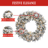 Christabelle 61cm Snow Christmas Wreath Colonial with LED Lights Front Door Decoration Ornament