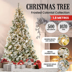 6ft 183cm Frosted Colonial Christmas Tree with Lights