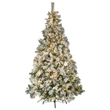 6ft 183cm Frosted Colonial Christmas Tree with Lights