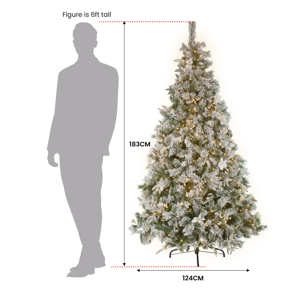 6ft 183cm Frosted Colonial Christmas Tree with Lights