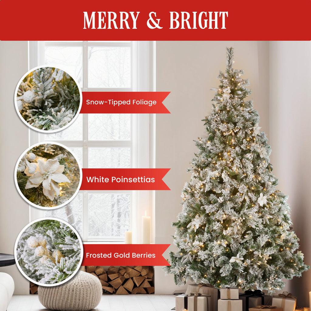 6ft 183cm Frosted Colonial Christmas Tree with Lights