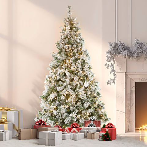 6ft 183cm Frosted Colonial Christmas Tree with Lights