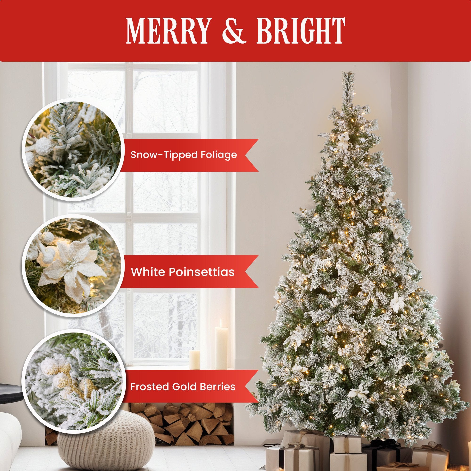 7.5 ft 229cm Frost Colonial Christmas Tree with Lights
