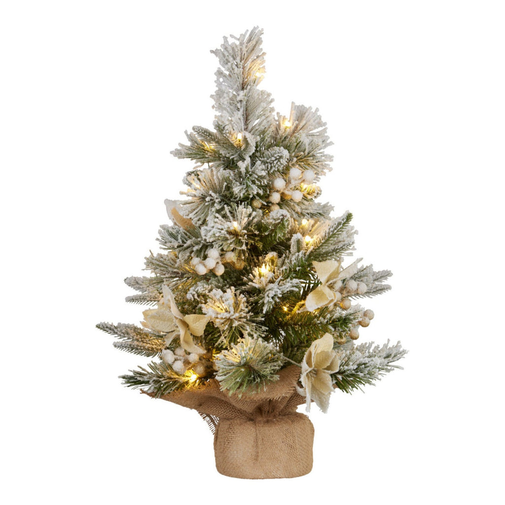 61cm Christmas Tree with Lights- Potted Frosted Colonial
