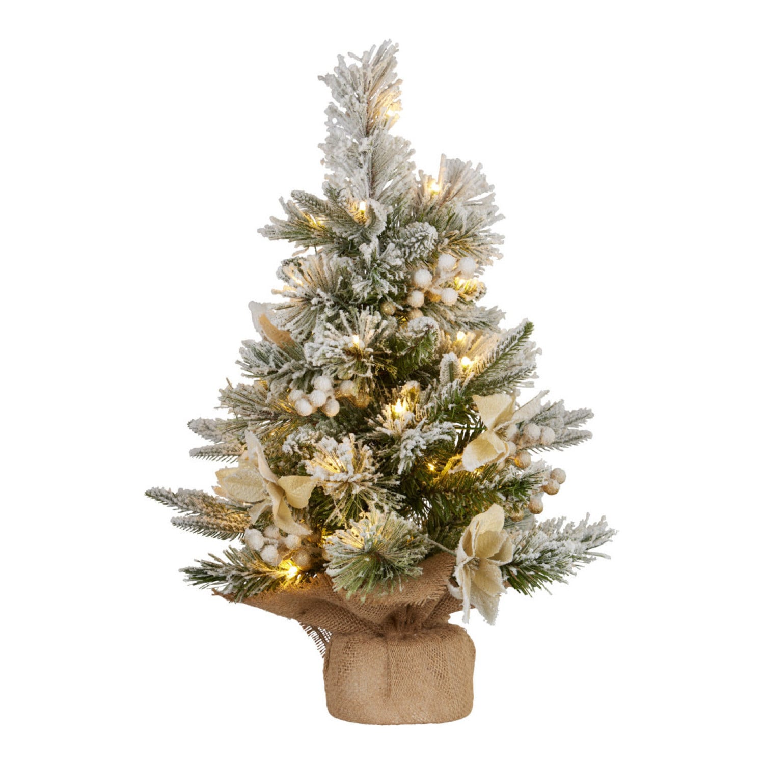61cm Christmas Tree with Lights- Potted Frosted Colonial