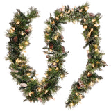 Christabelle 2.7m Christmas Garland with LED Lights Glittery Snow Bristle Tree Decoration Ornament